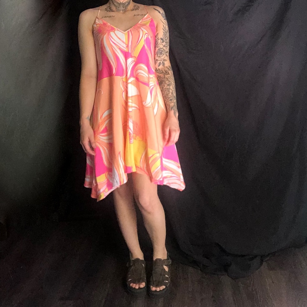 lilly Pulitzer pink y2k 90s style asymmetrical dress in size xxs